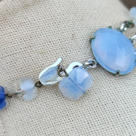 Vintage Western Germany Blue Givre Glass Necklace - Picture 6 of 10